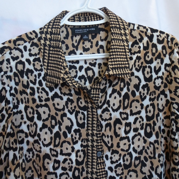 Jones New York blouse 12 trendy leopard print poly - Picture 1 of 7